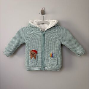 John Lewis Baby‎ Bear Hooded Sherpa Sweater Jacket Cardigan Unisex Sz 18-24 mo